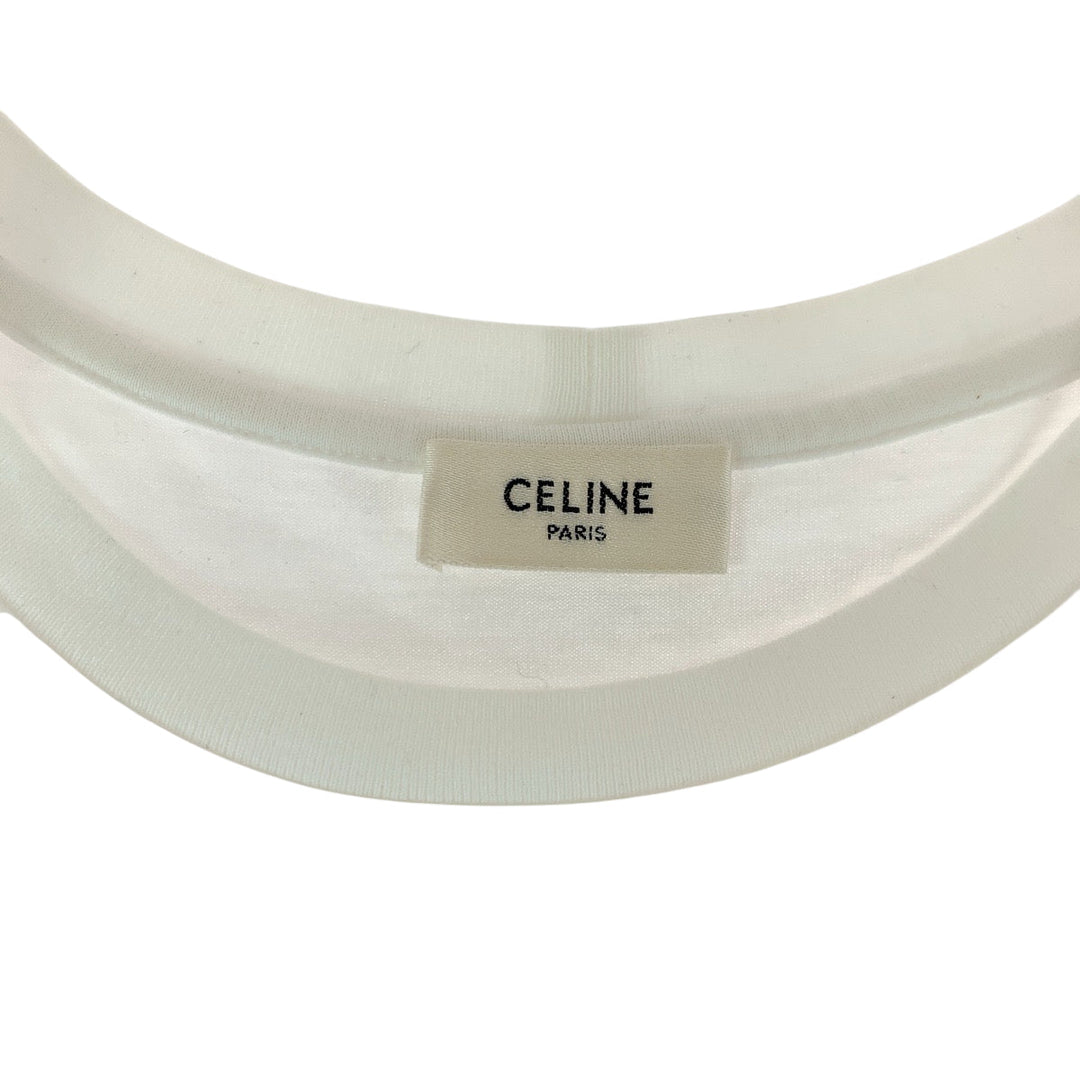 CELINE Short sleeve T-shirt 2X351501F cotton White gold Short sleeve T-shirt Embroidery Women XS Used Authentic