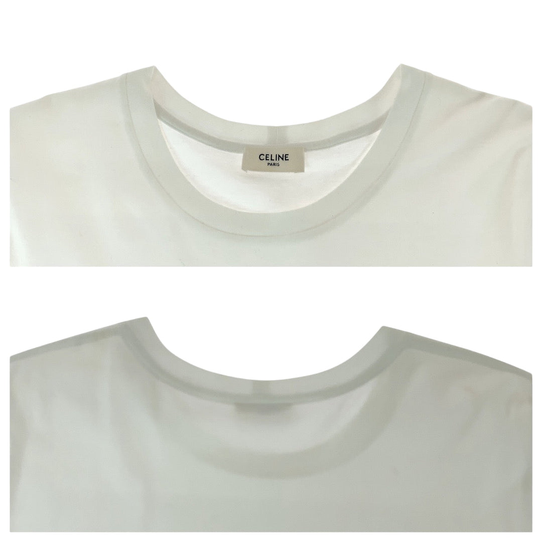 CELINE Short sleeve T-shirt 2X351501F cotton White gold Short sleeve T-shirt Embroidery Women XS Used Authentic