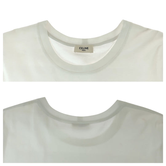 CELINE Short sleeve T-shirt 2X351501F cotton White gold Short sleeve T-shirt Embroidery Women XS Used Authentic