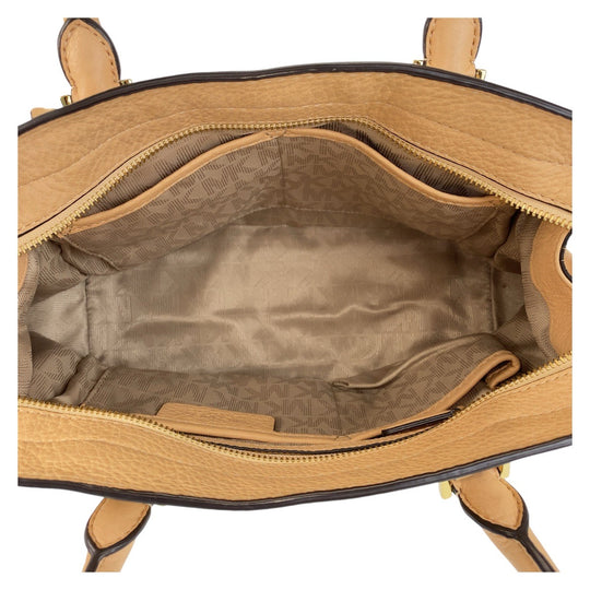 MICHAEL KORS Handbag leather Beige Gold Metal Handbag Shoulder Bag 2way Women Used Authentic