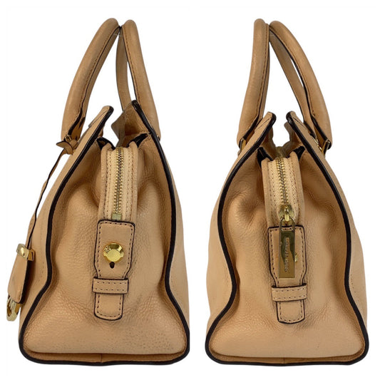 MICHAEL KORS Handbag leather Beige Gold Metal Handbag Shoulder Bag 2way Women Used Authentic