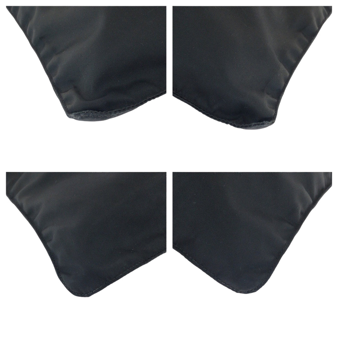 PRADA Shoulder Bag Nylon Black SilverMetal Shoulder Bag Sacoche Test Triangle With logo Women Used Authentic