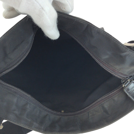 PRADA Shoulder Bag Nylon Black SilverMetal Shoulder Bag Sacoche Test Triangle With logo Women Used Authentic