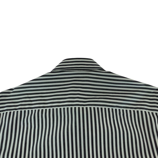 VERSACE Long sleeve shirt A87413 cotton Gray white Long-sleeved shirt striped shirt Medusa mens 39 Used Authentic