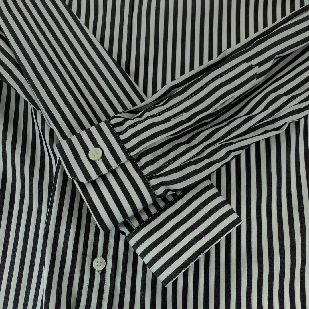 VERSACE Long sleeve shirt A87413 cotton Gray white Long-sleeved shirt striped shirt Medusa mens 39 Used Authentic