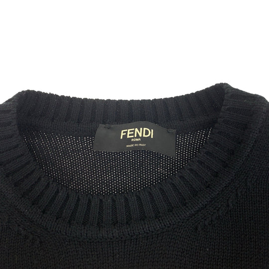 FENDI knit FZY111 ADU6 wool Black yellow Knit sweater Big logo mens No Size (See Description) Used Authentic