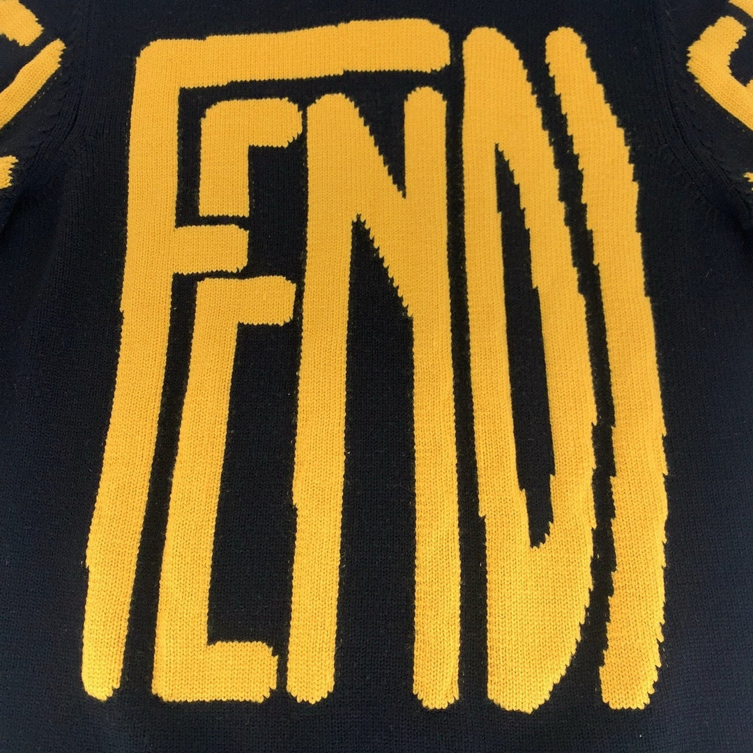 FENDI knit FZY111 ADU6 wool Black yellow Knit sweater Big logo mens No Size (See Description) Used Authentic