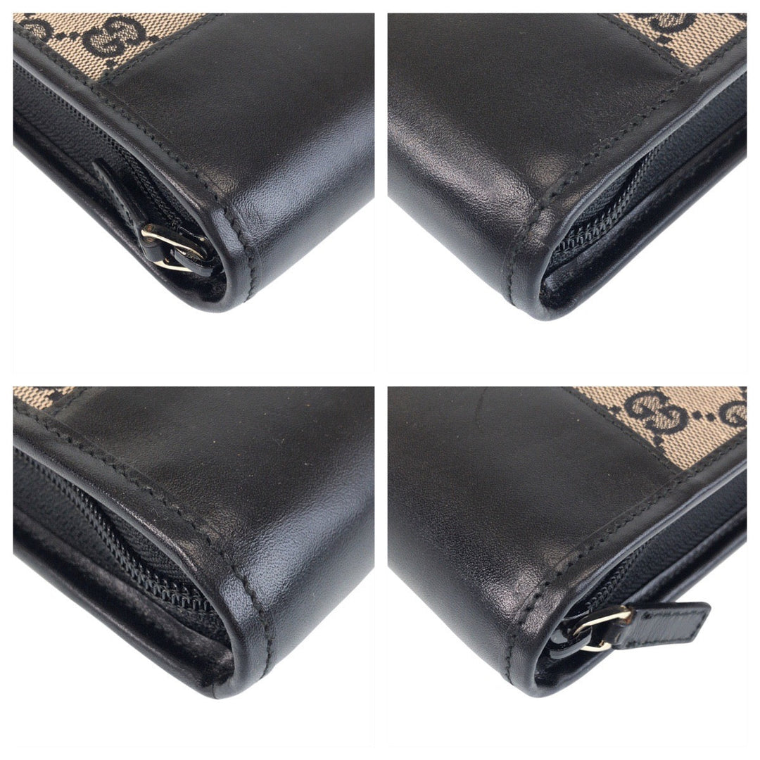 GUCCI Business bag 019 0434 GG canvas, leather beige black black Business bag paper case Women Used Authentic