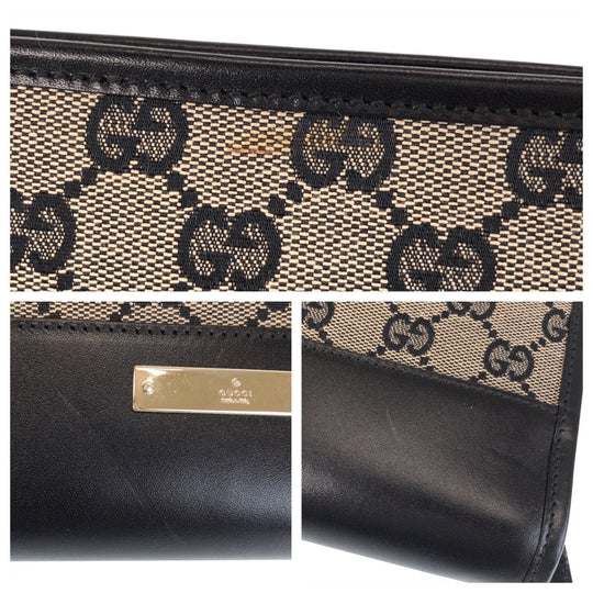GUCCI Business bag 019 0434 GG canvas, leather beige black black Business bag paper case Women Used Authentic