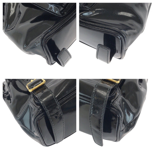 GUCCI Backpack 003 2850 0030 Patent leather Black GoldMetal Backpack Backpack Bamboo Women Used Authentic