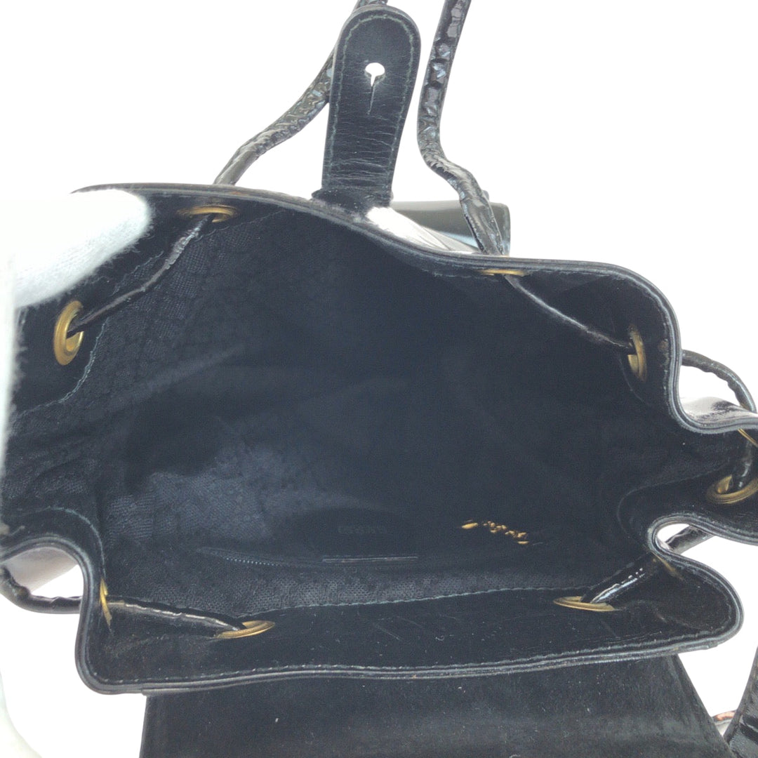 GUCCI Backpack 003 2850 0030 Patent leather Black GoldMetal Backpack Backpack Bamboo Women Used Authentic