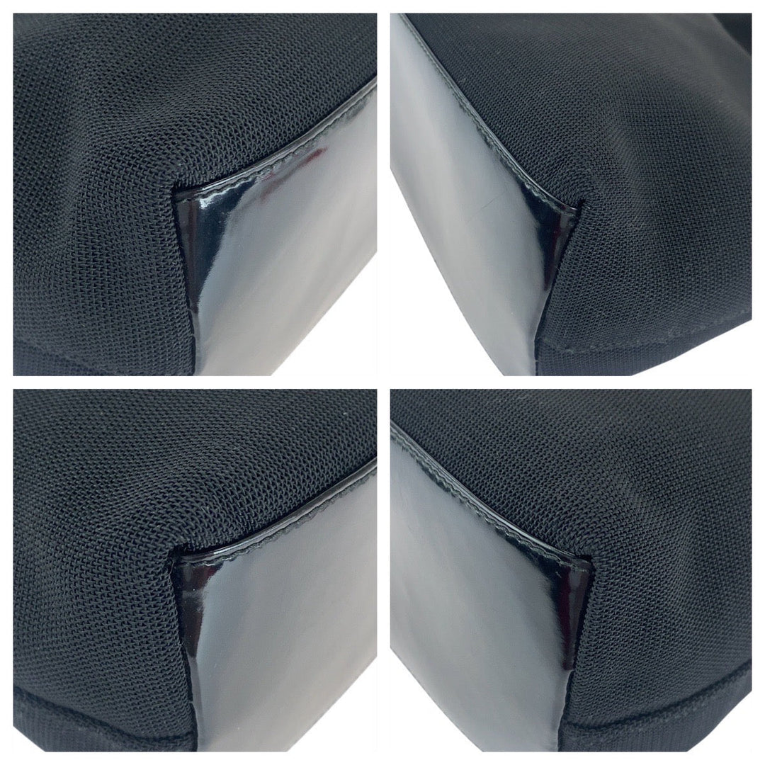 GUCCI Shoulder Bag 001 3297 Canvas, enamel Black SilverMetal Hobo Women Used Authentic