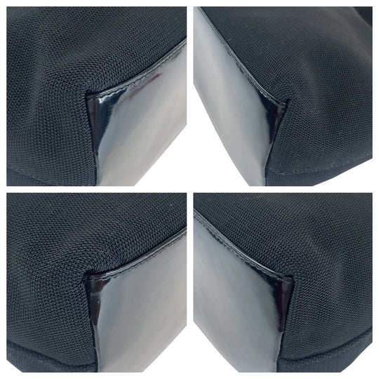 GUCCI Shoulder Bag 001 3297 Canvas, enamel Black SilverMetal Hobo Women Used Authentic