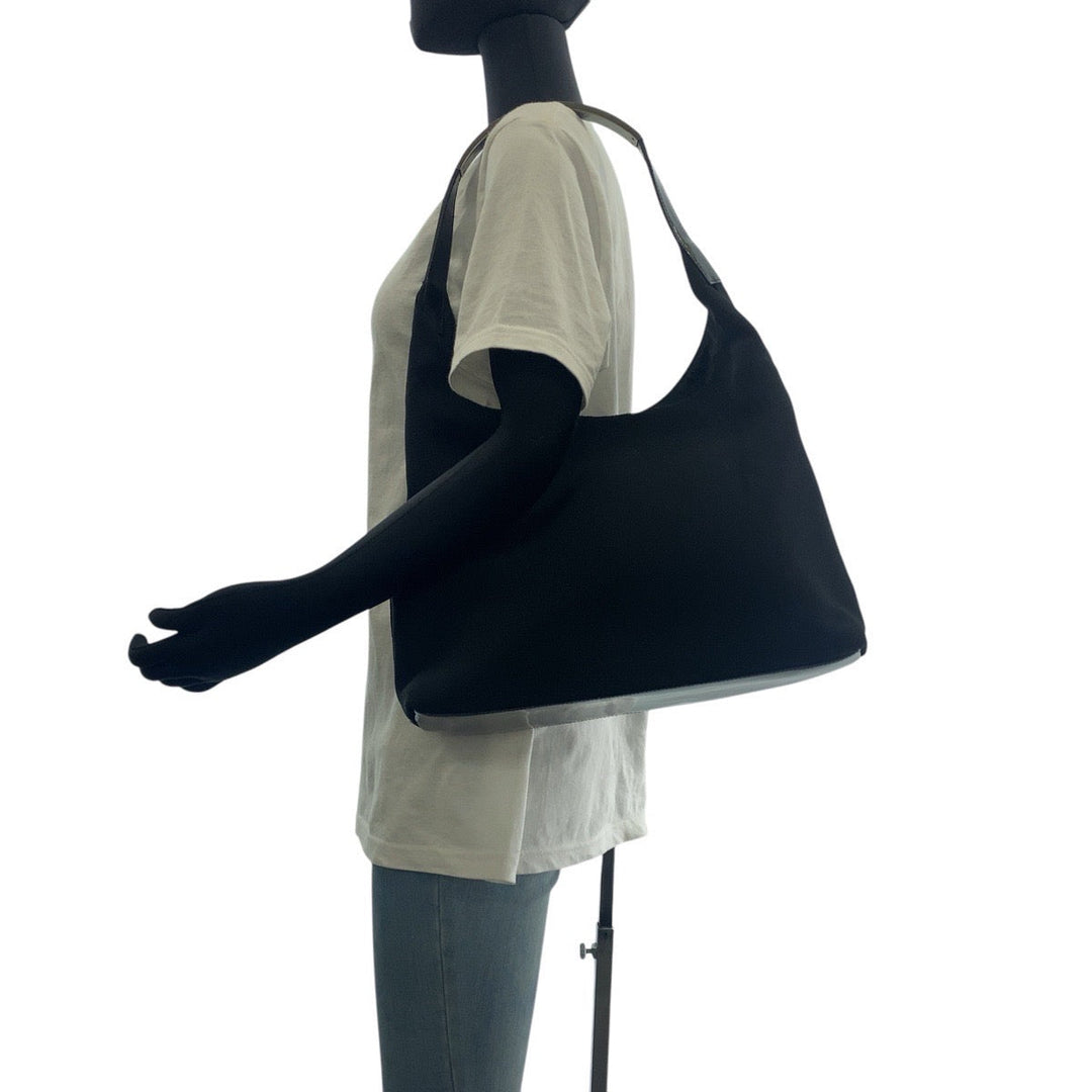 GUCCI Shoulder Bag 001 3297 Canvas, enamel Black SilverMetal Hobo Women Used Authentic