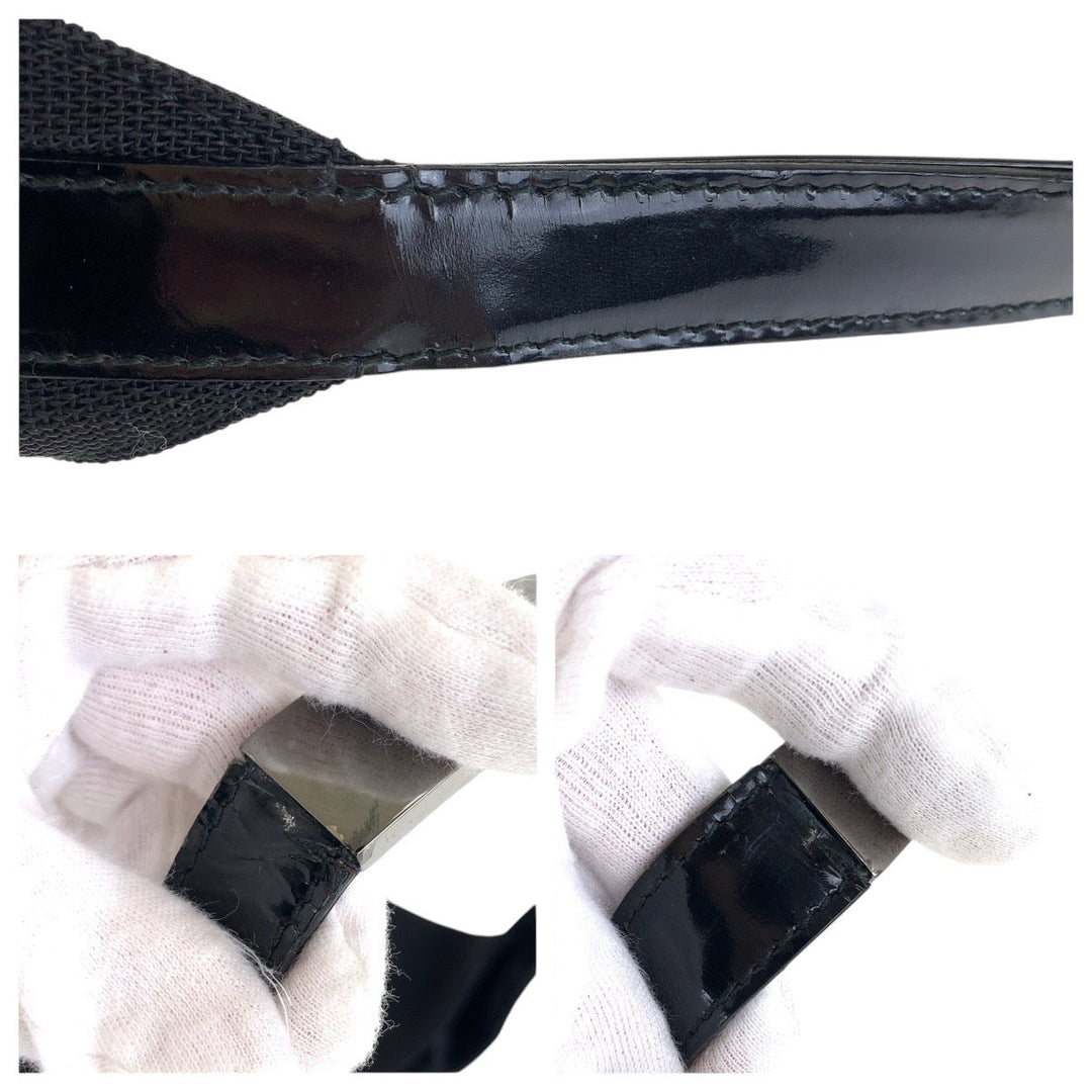 GUCCI Shoulder Bag 001 3297 Canvas, enamel Black SilverMetal Hobo Women Used Authentic