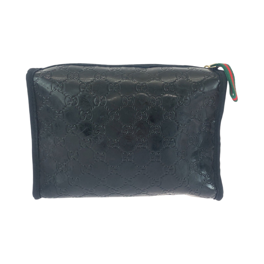 GUCCI Pouch Plastics Black GoldMetal Pouch Novelty Pouch Sherry line Women Used Authentic