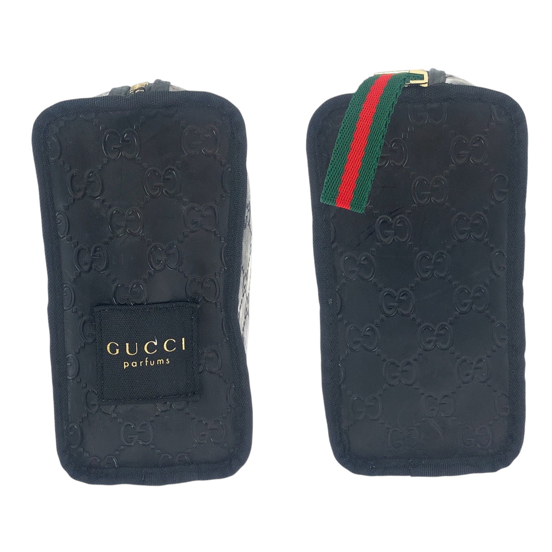 GUCCI Pouch Plastics Black GoldMetal Pouch Novelty Pouch Sherry line Women Used Authentic