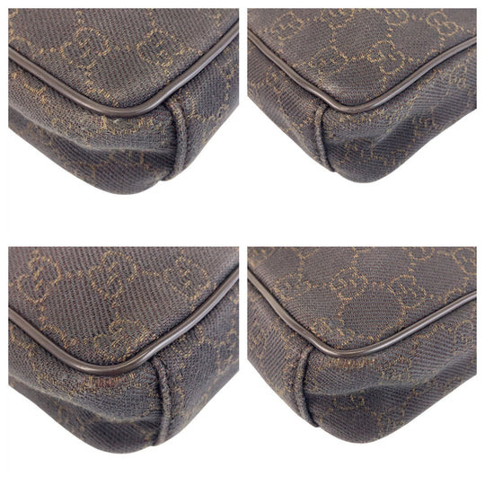 GUCCI Shoulder Bag 101680 GG canvas, leather Brown Silver Metal Shoulder Bag pochette Women Used Authentic