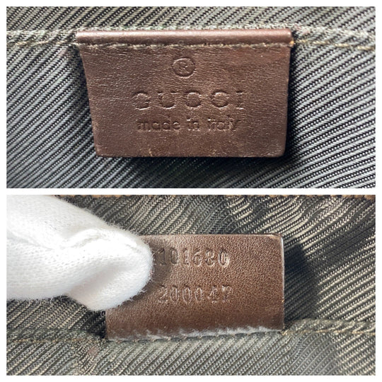 GUCCI Shoulder Bag 101680 GG canvas, leather Brown Silver Metal Shoulder Bag pochette Women Used Authentic