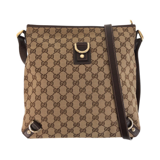 GUCCI Shoulder Bag 131326 GG canvas, leather Beige Brown Gold Metal Shoulder Bag Messenger bag Abbey Women Used Authentic