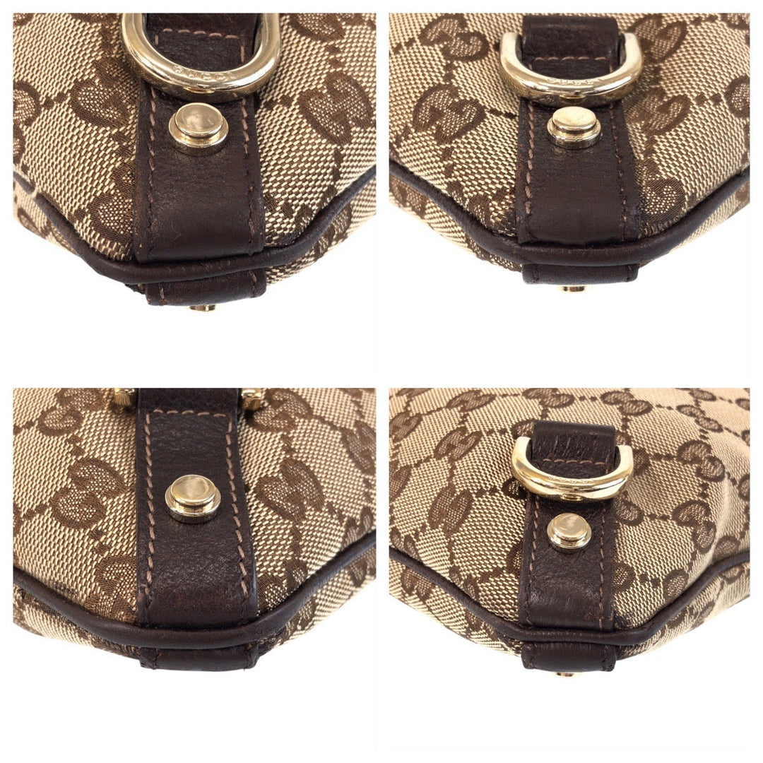 GUCCI Shoulder Bag 131326 GG canvas, leather Beige Brown Gold Metal Shoulder Bag Messenger bag Abbey Women Used Authentic