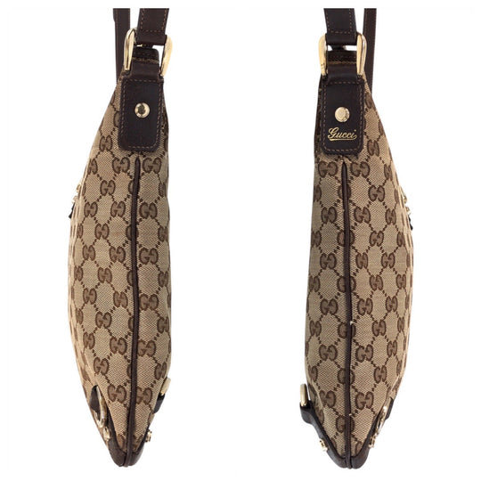 GUCCI Shoulder Bag 131326 GG canvas, leather Beige Brown Gold Metal Shoulder Bag Messenger bag Abbey Women Used Authentic