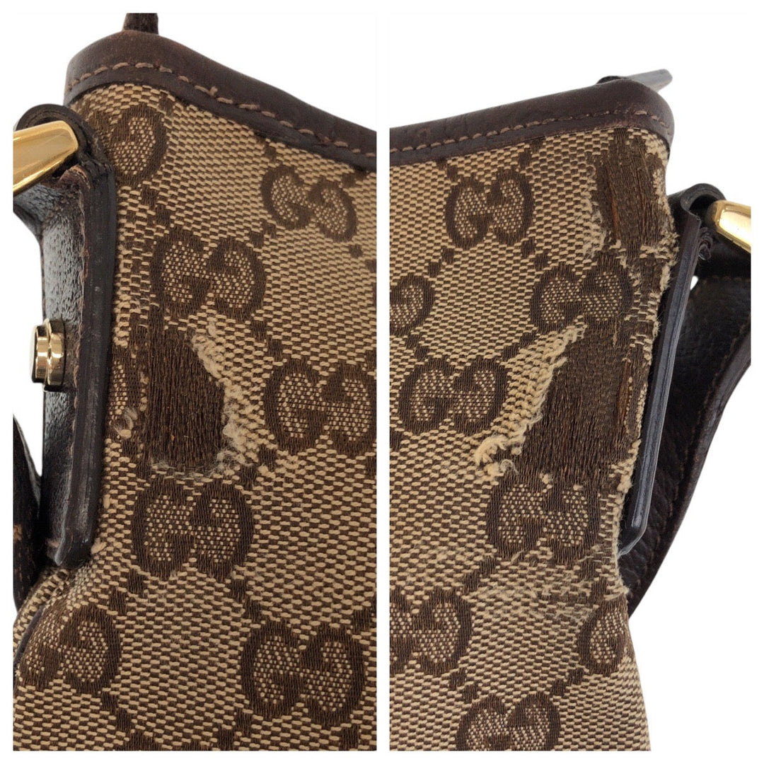 GUCCI Shoulder Bag 131326 GG canvas, leather Beige Brown Gold Metal Shoulder Bag Messenger bag Abbey Women Used Authentic