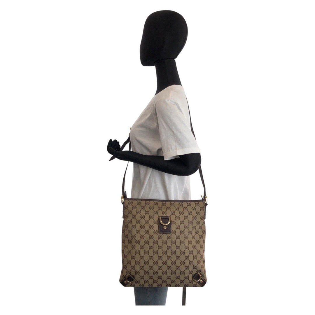 GUCCI Shoulder Bag 131326 GG canvas, leather Beige Brown Gold Metal Shoulder Bag Messenger bag Abbey Women Used Authentic