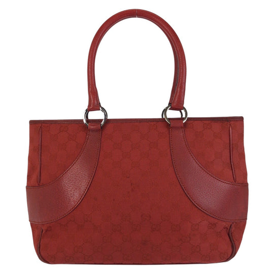 GUCCI Tote Bag 113011 GG canvas, leather Red Tote Bag Shoulder Bag Women Used Authentic