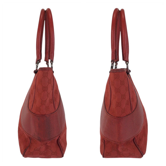 GUCCI Tote Bag 113011 GG canvas, leather Red Tote Bag Shoulder Bag Women Used Authentic