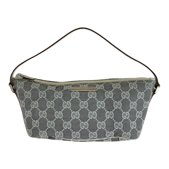 GUCCI Handbag 0391103 GG canvas, leather Grey White SilverMetal Handbag accessory pouch Women Used Authentic