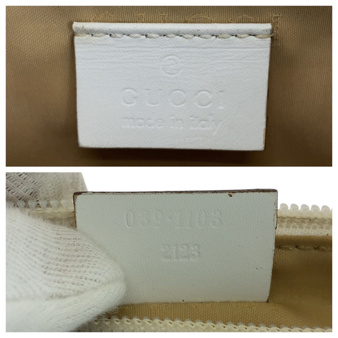GUCCI Handbag 0391103 GG canvas, leather Grey White SilverMetal Handbag accessory pouch Women Used Authentic