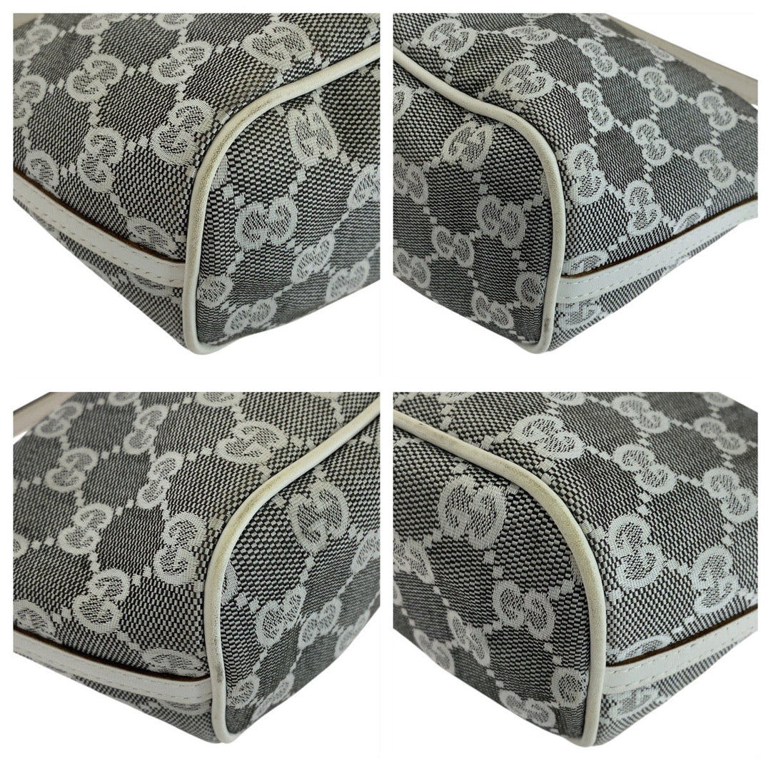 GUCCI Handbag 0391103 GG canvas, leather Grey White SilverMetal Handbag accessory pouch Women Used Authentic