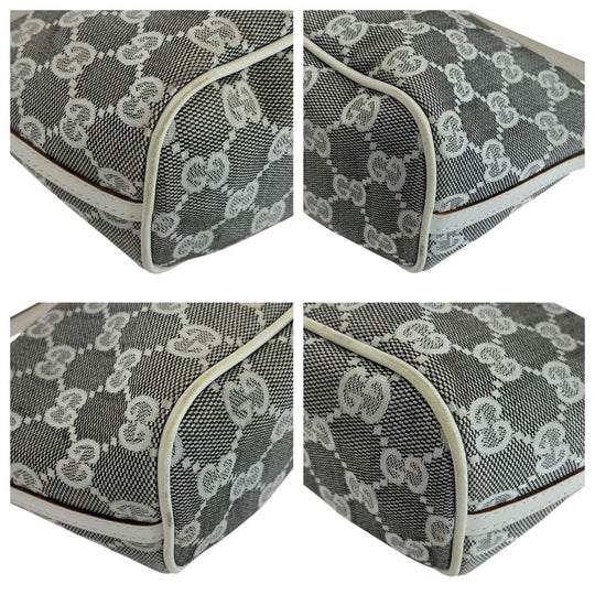 GUCCI Handbag 0391103 GG canvas, leather Grey White SilverMetal Handbag accessory pouch Women Used Authentic