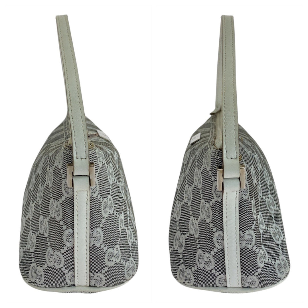 GUCCI Handbag 0391103 GG canvas, leather Grey White SilverMetal Handbag accessory pouch Women Used Authentic