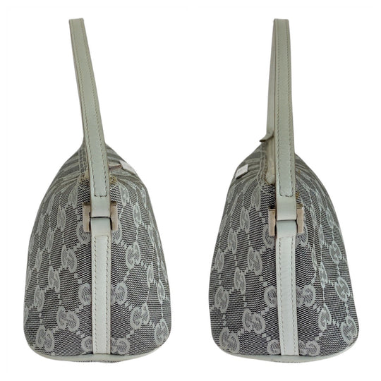 GUCCI Handbag 0391103 GG canvas, leather Grey White SilverMetal Handbag accessory pouch Women Used Authentic