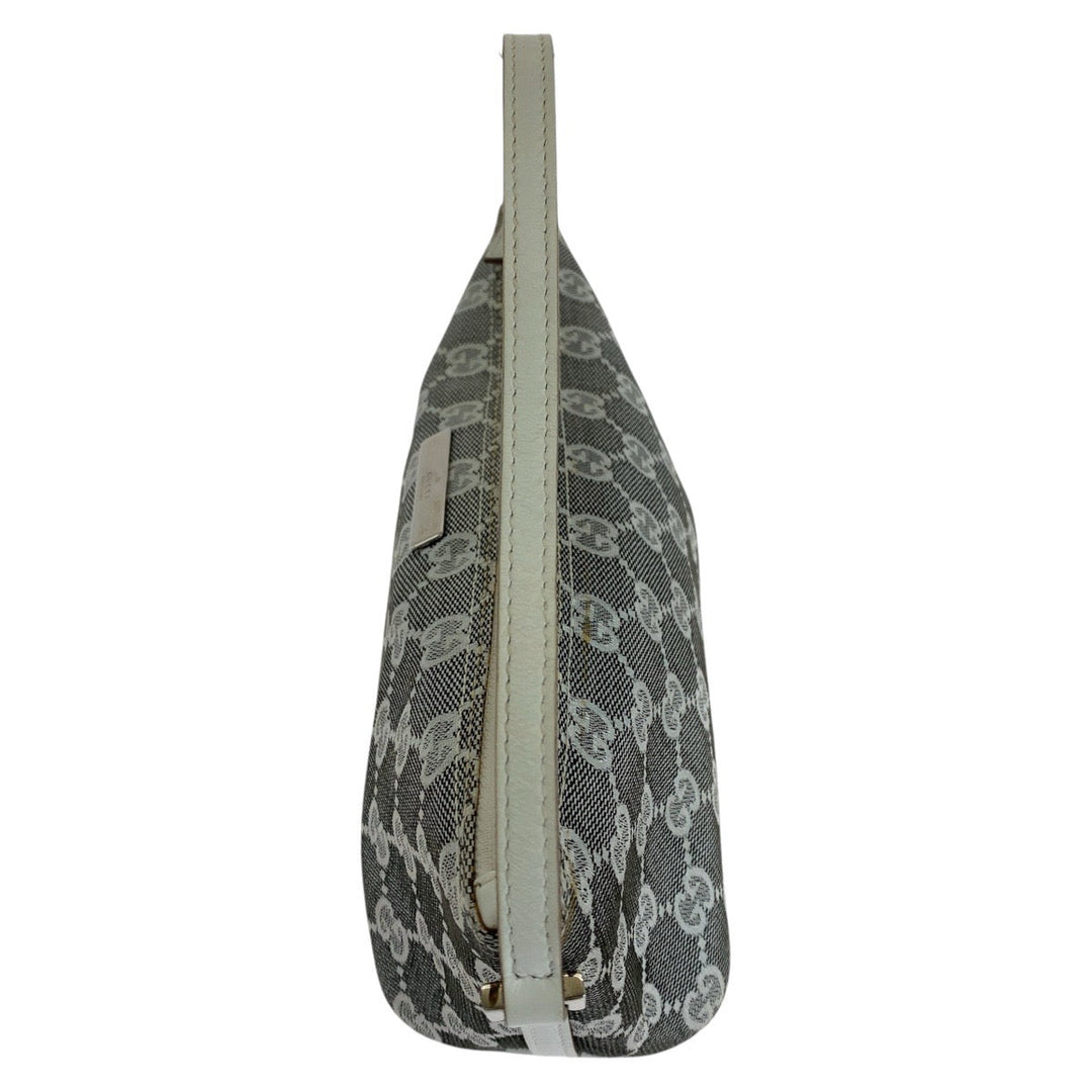 GUCCI Handbag 0391103 GG canvas, leather Grey White SilverMetal Handbag accessory pouch Women Used Authentic
