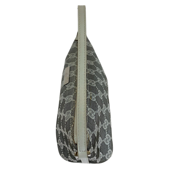 GUCCI Handbag 0391103 GG canvas, leather Grey White SilverMetal Handbag accessory pouch Women Used Authentic