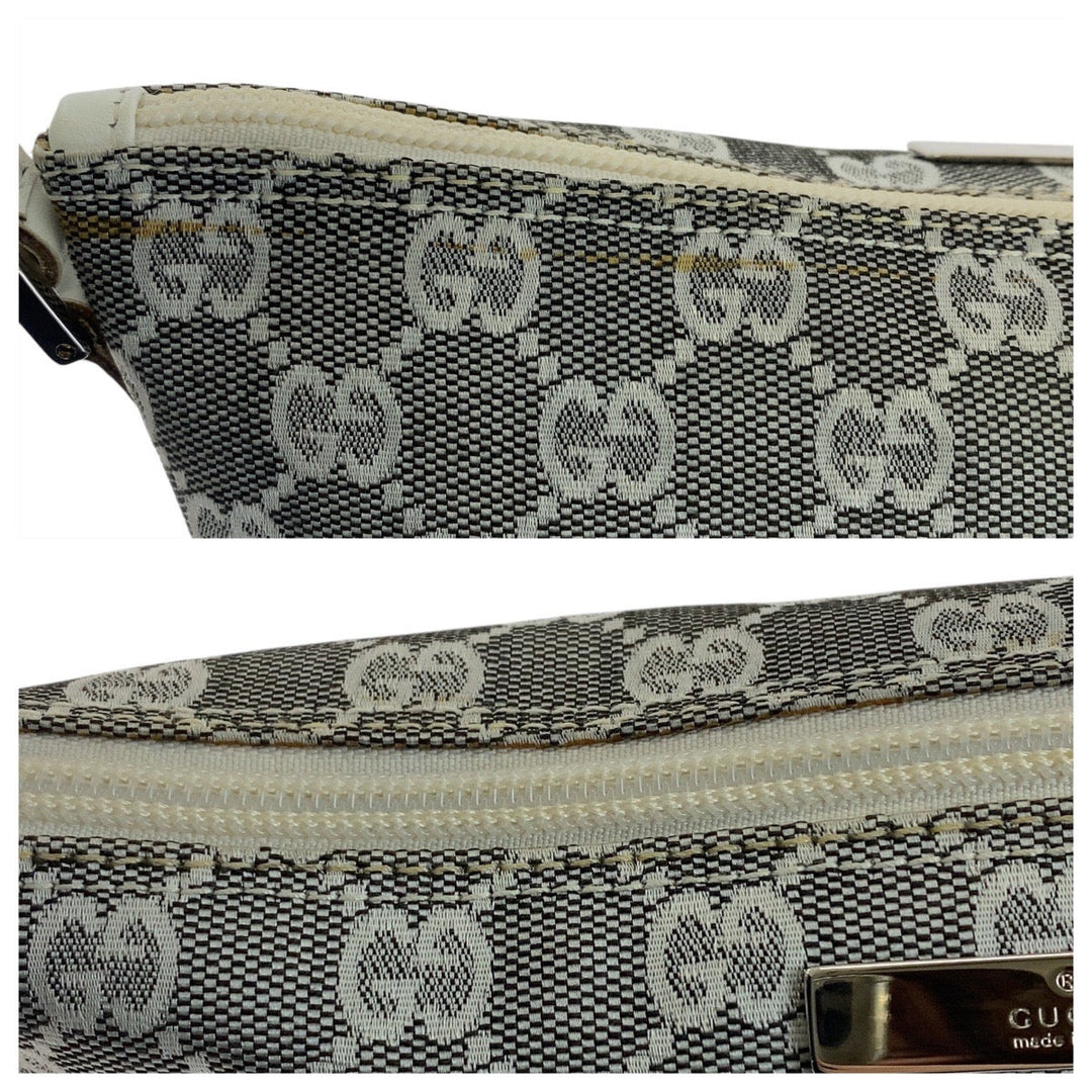 GUCCI Handbag 0391103 GG canvas, leather Grey White SilverMetal Handbag accessory pouch Women Used Authentic