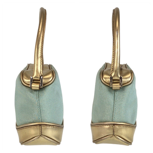 GUCCI Handbag 0391133 Canvas, Leather Mint Green Gold Handbag accessory pouch Women Used Authentic
