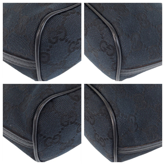 GUCCI Handbag 039 1103 GG canvas, leather Navy Black Handbag accessory pouch Women Used Authentic