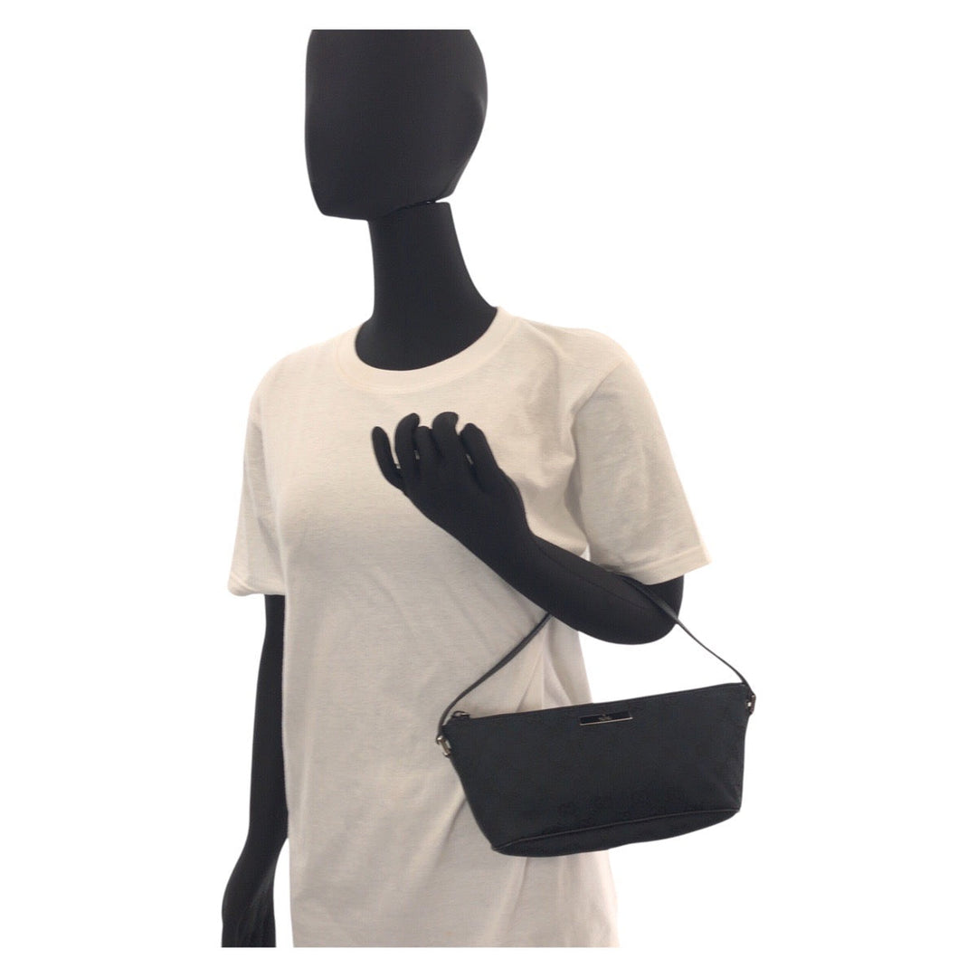 GUCCI Handbag 039 1103 GG canvas, leather Navy Black Handbag accessory pouch Women Used Authentic