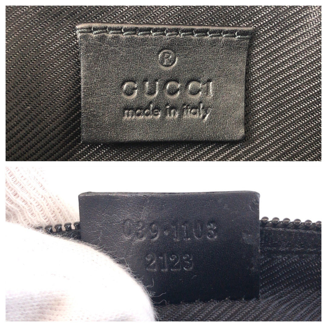 GUCCI Handbag 039 1103 GG canvas, leather Navy Black Handbag accessory pouch Women Used Authentic