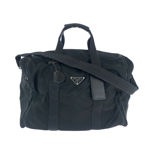 PRADA Boston Duffel bag V172 Nylon Black SilverMetal Boston Duffel bag Shoulder Bag 2way Test Triangle With logo Women Used Authentic