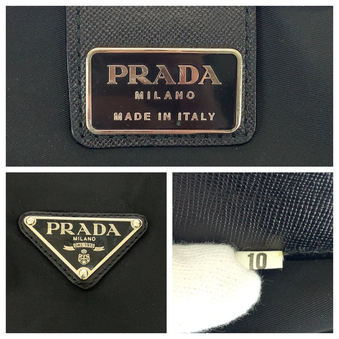 PRADA Boston Duffel bag V172 Nylon Black SilverMetal Boston Duffel bag Shoulder Bag 2way Test Triangle With logo Women Used Authentic