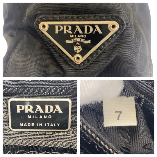 PRADA Tote Bag Nylon black Tote Bag handbag Test Triangle With logo Women Used Authentic