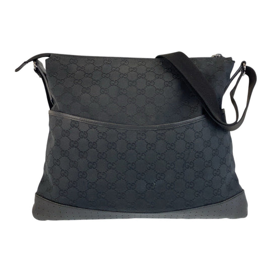 GUCCI Shoulder Bag 145355 GG canvas, leather Black black Shoulder Bag Messenger bag Women Used Authentic