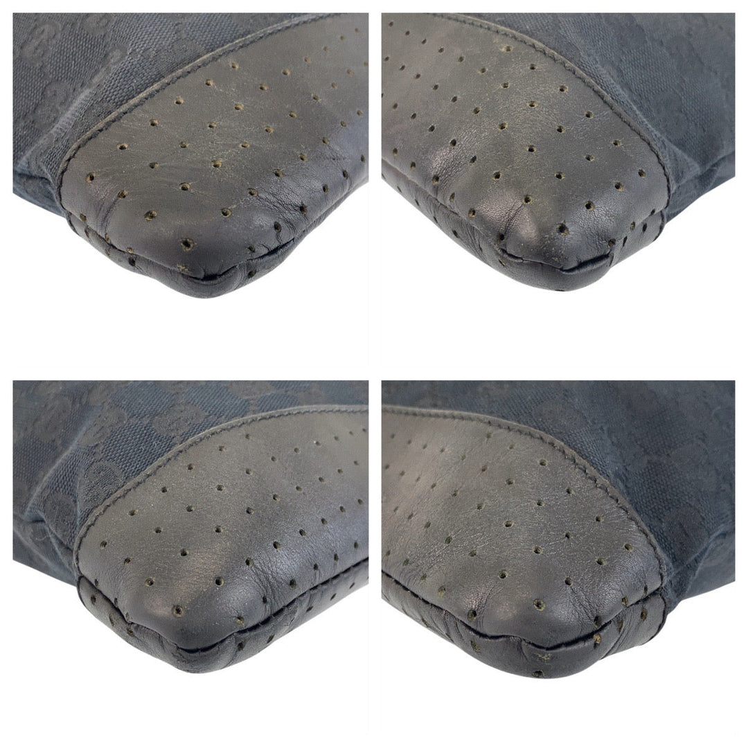 GUCCI Shoulder Bag 145355 GG canvas, leather Black black Shoulder Bag Messenger bag Women Used Authentic