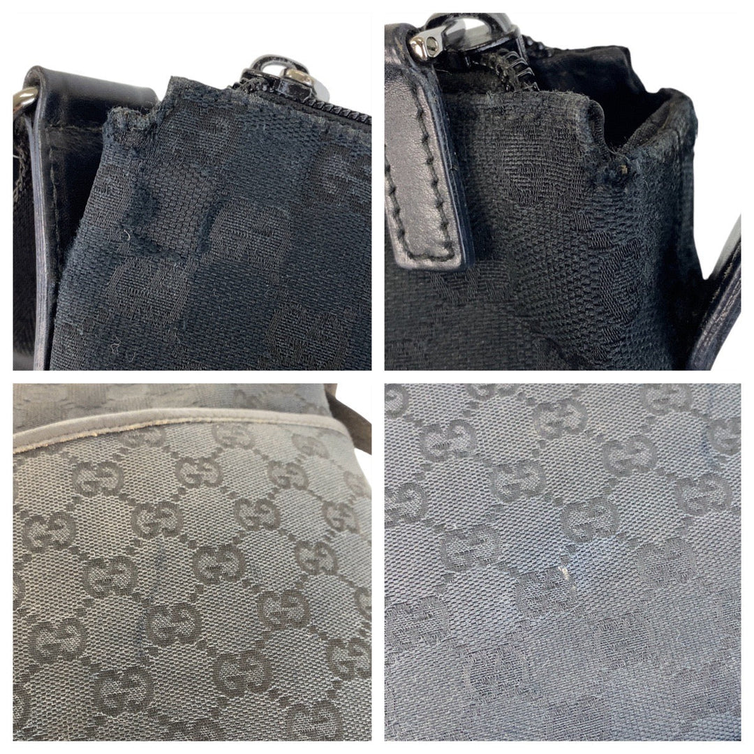 GUCCI Shoulder Bag 145355 GG canvas, leather Black black Shoulder Bag Messenger bag Women Used Authentic