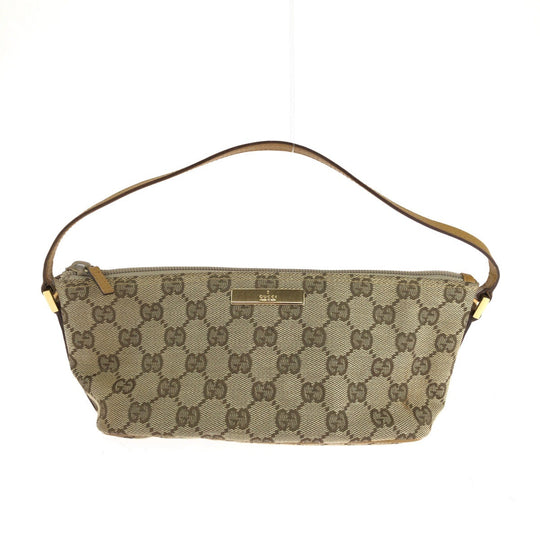 GUCCI Handbag 039 1103 GG canvas Beige Brown Gold Metal Handbag accessory pouch Women Used Authentic